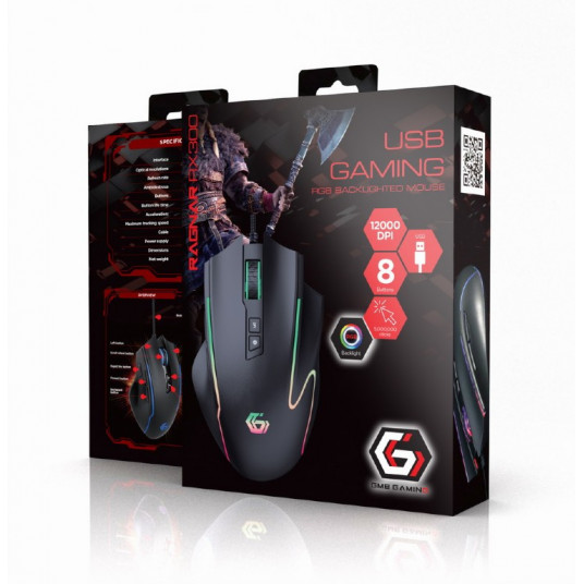 Pele Gembird MUSG-RAGNAR-RX300 RGB Optical Gaming Mouse Black