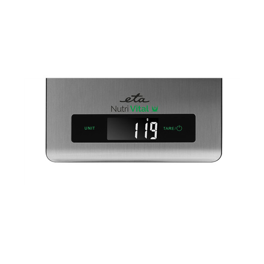 ETA Kitchen scales with smart application  Nutri Vital Maximum weight (capacity) 5 kg, Graduation 1 g, Display type LCD, Silver