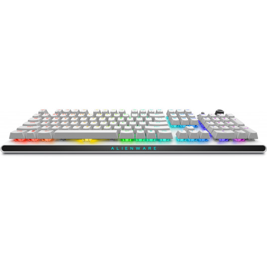 Dell Alienware Tri-Mode AW920K bezvadu spēļu tastatūra, RGB LED gaisma, ASV, bezvadu, Lunar Light, Bluetooth, ciparu tastatūra, CHERRY MX Red