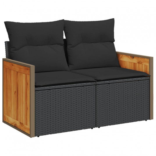 4-daļīgs dārza dīvāna komplekts ar matračiem, PE rotangpalma