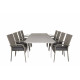 Āra galds Līmeņi 160x240 cm, Balts/Pelēks+8 ēdamistabas krēsli Anna