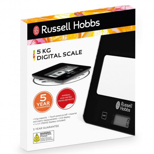 Russell Hobbs RH015711AR Kvadrātveida digitālie svari 5kg melni