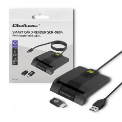 Qoltec 50634 Smart ID mikroshēmu karšu lasītājs SCR-0634 | C tipa USB