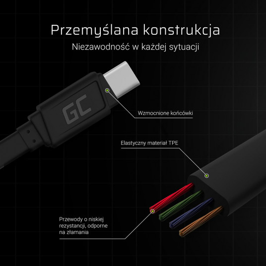 KAB USB A > USB-C (ST –ST) 0,25 m, zaļš, melns