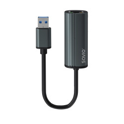 SAVIO USB-A 3.1(M) un RJ-45 Gigabit Ethernet (F) adapteris, 1000 Mb/s, AK-55, pelēks