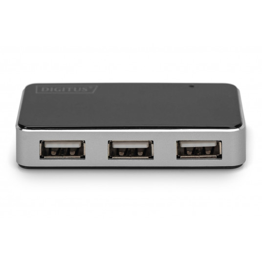 Digitus DA-70220 interfeisa centrmezgls USB 2.0 Mini-B 480 Mbit/s melns, sudrabs