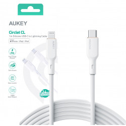 AUKEY CB-SCL2 barošanas padeve USB C — Lightning Apple 1,8 m 27 W 3A silikona kabelis, balts