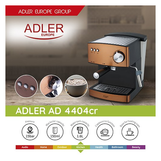 Adler AD 4404cr Kombinētais kafijas automāts 1,6 L Pusautomātiskais