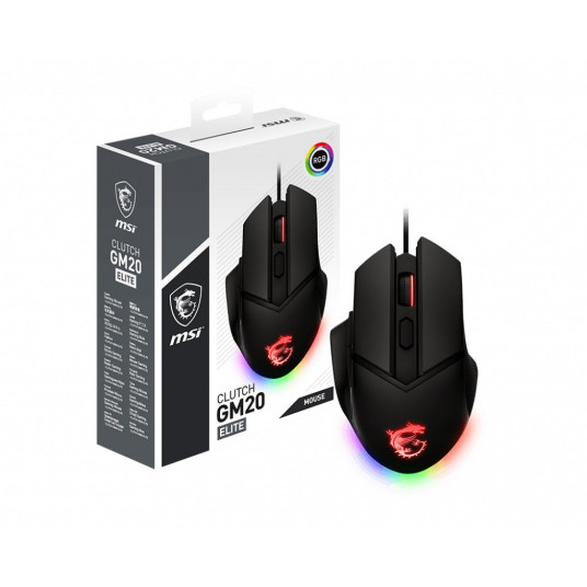 MSI CLUTCH GM20 ELITE USB A tipa optiskā 6400 DPI labā pele