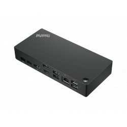 Lenovo 40AY0090EU piezīmjdatora dokstacija/savienotāju replikators, vadu USB 3.2 Gen 1 (3.1 Gen 1) Type-C, melns