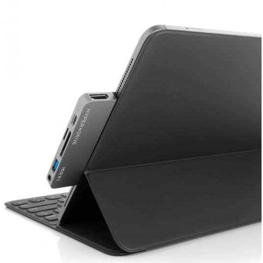 Hyper HyperDrive USB-C 6 in-1 Form-Fit Hub — pelēks — paredzēts USB-C iPad