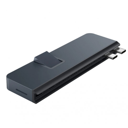 Ar Hyper HyperDrive Dual USB-C TB saderīgs 7-in-2 centrmezgls ar univ. USB-C ext adapteris - MN Blue - visiem Apple MB