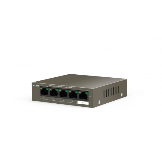 Tenda TEG1105P-4-63W-EU tīkla slēdzis Gigabit Ethernet (10/100/1000) Power over Ethernet (PoE) Pelēks