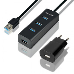 AXAGON HUE-S2BP USB-A centrmezgls, 4x USB 3.0, ārējais barošanas avots - 1,2 m, strāvas adapteris