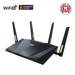 Asus | Bezvadu divjoslu gigabitu maršrutētājs, Lielbritānija | RT-AX88U PRO | 802.11ax | 1148+4804 Mbit/s | 10/100/1000 Mbit/s | Ethernet LAN (RJ-45) ports 4 | Tīkla atbalsts Jā | MU-MiMO Jā | 3G/4G datu koplietošana | Antenas tips 4x Ārējā