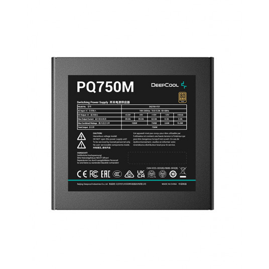 Deepcool PQ750M ATX12V V2.4, 750 W, 80 PLUS zelta sertifikāts