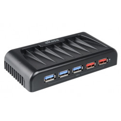 Akasa Connect 7 EX — USB 3.0 centrmezgls, ieskaitot 2x ātrās uzlādes ports