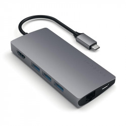 USB centrmezgls Satechi USB-C vairāku portu 4K Gigabit Ethernet kosmosa pelēks