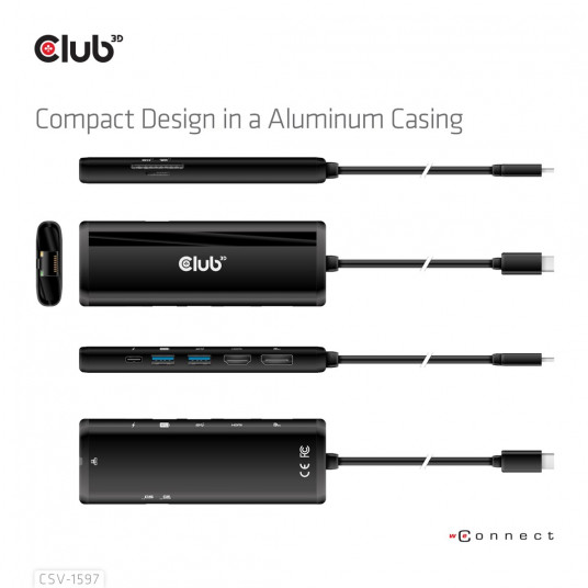 CLUB3D USB Gen 1 Type-C 8-in-1 MST Travel Dock