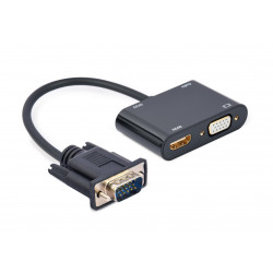 Gembird A-VGA-HDMI-02 video kabeļa adapteris 0,15 m HDMI + VGA (D-Sub) VGA (D-Sub) Melns