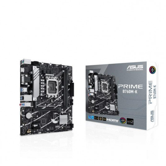 Galvenā plate|ASUS|Intel B760 Express|LGA1700|Micro-ATX|Atmiņa DDR5|Atmiņas sloti 2|2xPCI-Express 4.0 1x|1xPCI-Express 4.0 16x|2xM.2|1x15pin D-sub|1xHDMI|2xUSB|2x2B.0. 1xPS/2|1xRJ45|3xAudio ports|PRIMEB760M-K