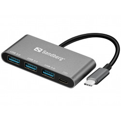 Sandberg 136-03 USB-C līdz 3xUSB 3.0 centrmezglam + PD