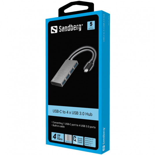 Sandberg 136-20 USB-C līdz 4 xUSB 3.0 Pocket Hub