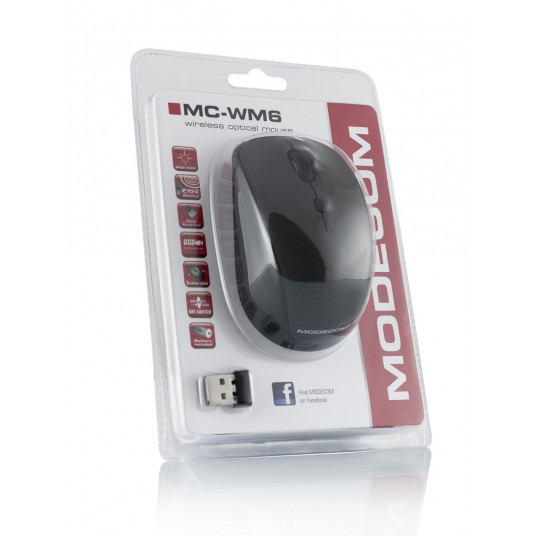 Modecom MC-WM6 datora pele radiofrekvences bezvadu optiskā 1600 DPI abām rokām
