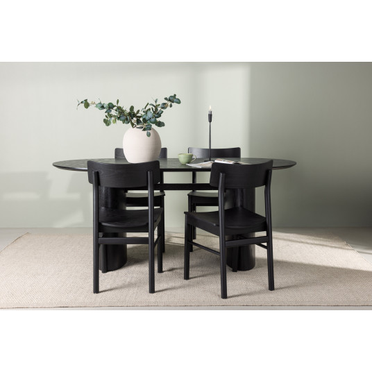 Pusdienu galds Isolde 180*75, Melns + 4 krēsli Montros, Black