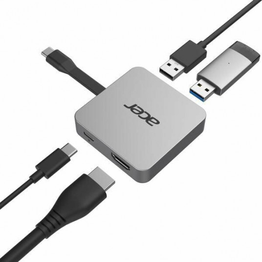 Acer dokstacija 4 in1, HDMI, 2xUSB3.2, USB-C, pelēka