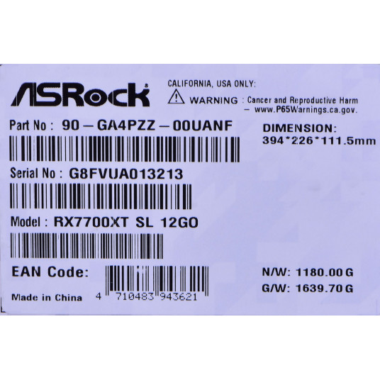 Grafikas karte ASRock Radeon RX 7700 XT Steel Legend 12GB OC