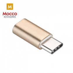 Mocco universālais adapteris, kas savienots ar mikro USB uz USB Type-C savienojumu