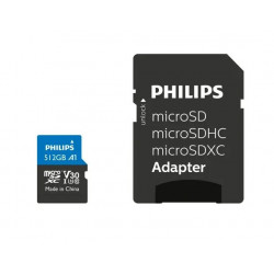 Philips MicroSDXC karte 512GB Class 10 UHS-I U3 iesk. Adapteris