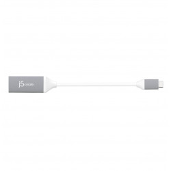 J5izveidojiet USB-C un 4K HDMI adapteri (USB-C m - 4K HDMI f 10 cm; krāsa sudrabaini balta) JCA153G-N