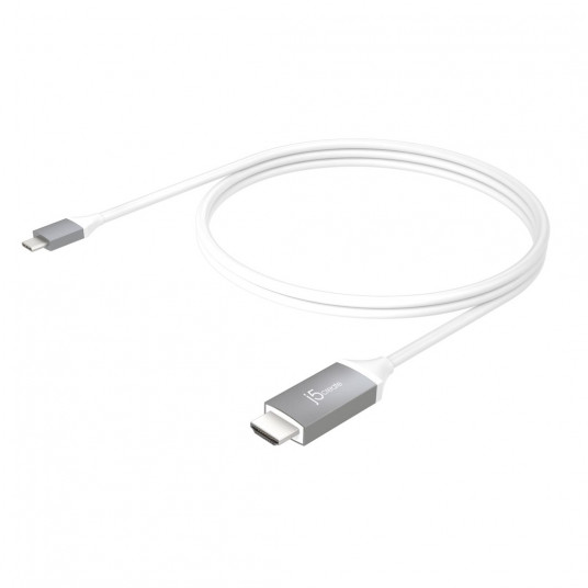 Adapteris j5create USB-C un 4K HDMI kabelis (USB-C m - 4K HDMI m 1,8 m; krāsa balta sudraba) JCC153G-N