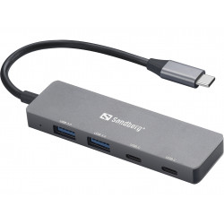 Sandberg 136-50 USB-C līdz 2xUSB-A+2xUSB-C centrmezglam