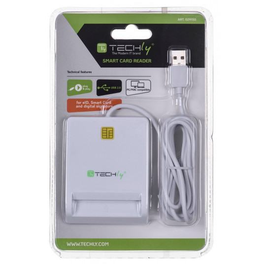 Techly kompaktais viedkaršu lasītājs/rakstītājs USB2.0 balts I-CARD CAM-USB2TY viedkaršu lasītājs Iekšējais balts