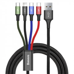 Kabelis USB Baseus Fast 4in1 2xUSB-C / Lightning / Micro 3,5A 1,2 m (melns)
