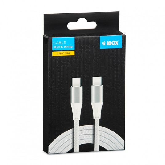 iBOX IKUTC USB-C kabelis 60W 1m Balts
