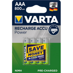 VARTA HR03 AAA Recharge Accu Power 800 mAh 56703 Uzlādes precizitāte 4 gab Zaļš