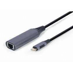 Gembird A-USB3C-LAN-01 piezīmjdatora dokstacija/savienotāju replikators USB 3.2 Gen 1 (3.1 Gen 1) Type-C melns, pelēks