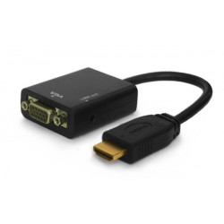 Savio CL-23 video kabeļa adapteris 0,5 m VGA (D-Sub) HDMI A tips (standarta) melns