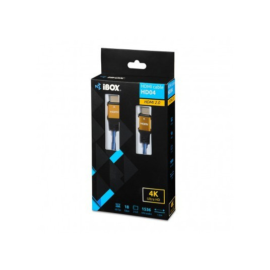 iBox ITVFHD04 HDMI kabelis 1,5 m HDMI tips A (standarta) Melns, Zils, Zelts