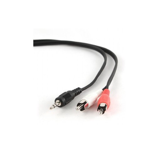 Gembird 5m, 3,5 mm/2xRCA, M/M audio kabelis melns, sarkans, balts