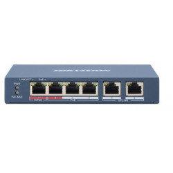 Hikvision DS-3E0106HP-E tīkla slēdzis nepārvaldīts ātrs Ethernet (10/100) Power over Ethernet (PoE) zils