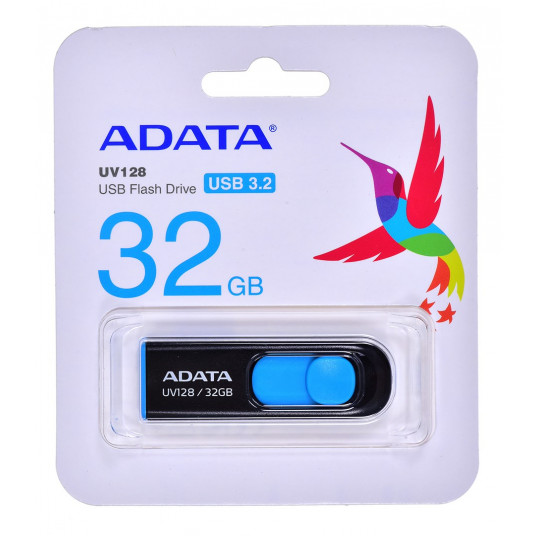 ADATA DashDrive UV128 32 GB USB zibatmiņas disks USB A tips 3.2 Gen 1 (3.1 Gen 1) Melns, zils