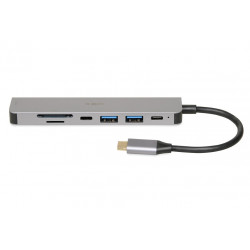 iBox IUH3SL4K piezīmjdatora dokstacija/savienotāju replikators USB 3.2 Gen 1 (3.1 Gen 1) Type-C Power Delivery 100W Sudrabs