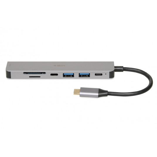 iBox IUH3SL4K piezīmjdatora dokstacija/savienotāju replikators USB 3.2 Gen 1 (3.1 Gen 1) Type-C Power Delivery 100W Sudrabs