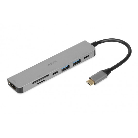 iBox IUH3SL4K piezīmjdatora dokstacija/savienotāju replikators USB 3.2 Gen 1 (3.1 Gen 1) Type-C Power Delivery 100W Sudrabs