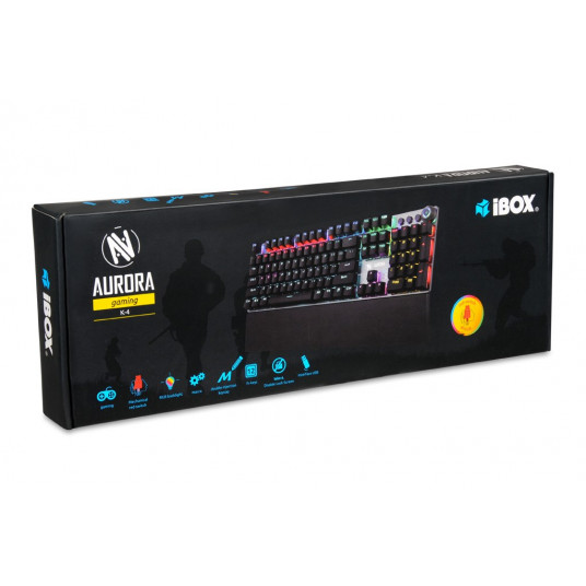 iBox Aurora K-4 tastatūra USB QWERTY melna